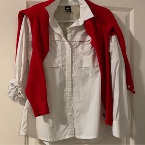 White REI Long Sleeve Button-Up Shirt